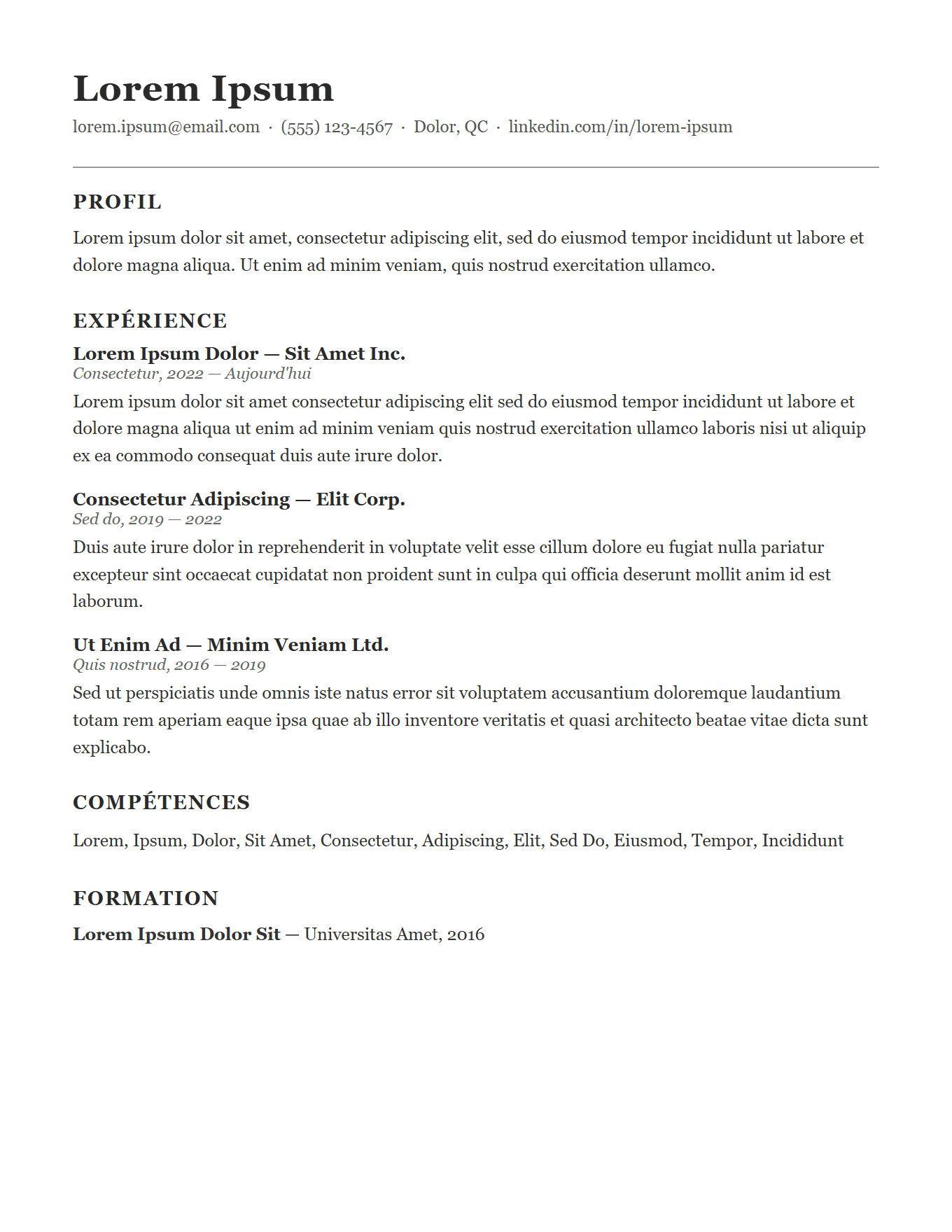 Avant : le CV du candidat